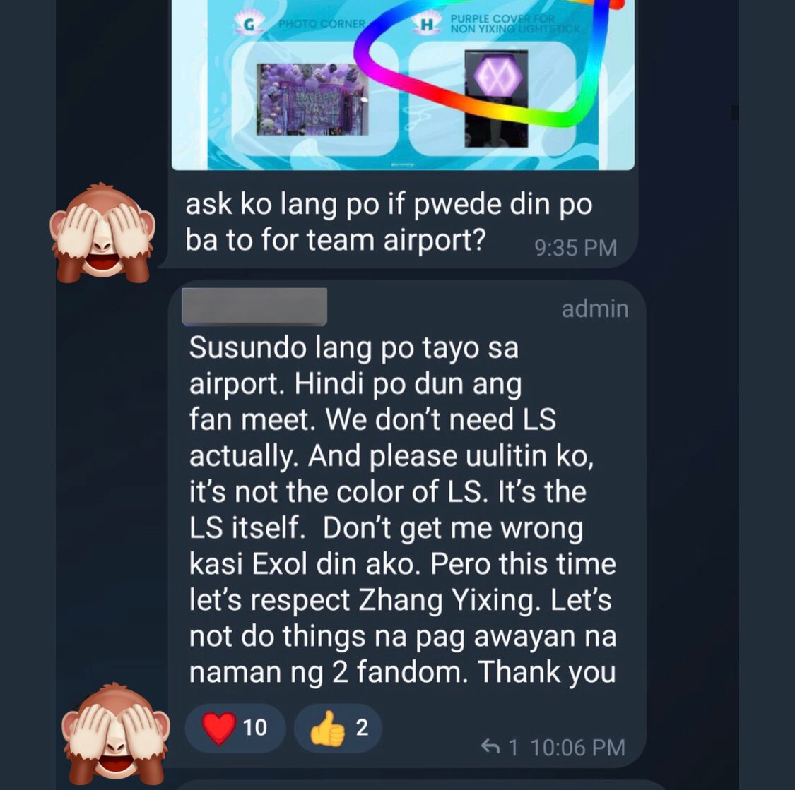 xiumbie's tweet photo. 😭screenshots are from my irl friend na nagteam airport and pinabayaan ng mga yan tapos sila bida-bida sa pagpapansin kay yx kesyo bawal daw lumapit pero sila unang lumapit at nagkumahog na magpasign ng album at kung ano-ano

(confidential daw yung nasa gc kasi ganito sila 💀) https://t.co/eQP7wBvqbD