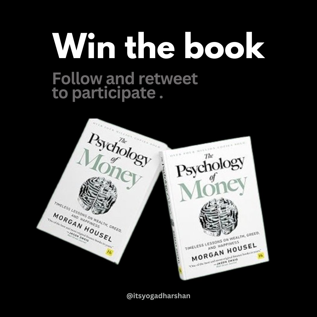 yoganless's tweet photo. I'm running a book giveaway.

The book: The infamous "The Psychology of Money

Requirements: You must be in India.

Starts: Now
Deadline: 31st December 2023

Follow and retweet this tweet to win. https://t.co/O8ZGSlYGgp