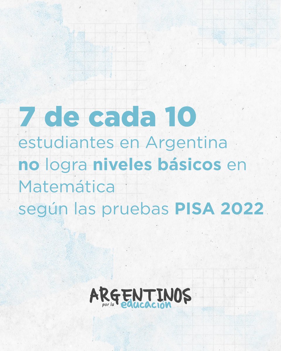 ArgxEdu's tweet photo. ⚠️ PISA 2022: en Argentina 7 de cada 10 estudiantes no logra niveles básicos en Matemática https://t.co/CxgANADLgR