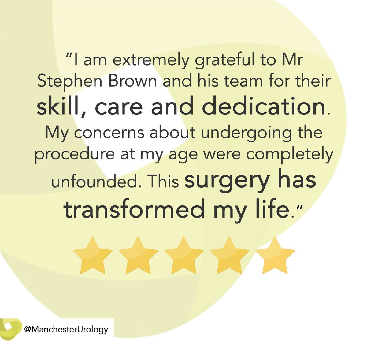 Another 5⭐️ review! This time for Mr Stephen Brown. 

This patient was suffering immensely and had his life changed by intervention from Mr Brown and his team.

If you to would like to see one of our experts book an appointment today by following the link in the description.