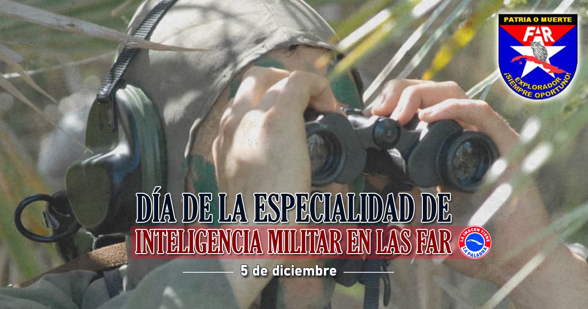 Muchas felicidades a los integrantes de la especialidad del Inteligencia Militar en #Cuba en su nuevo aniversario.

Explorador, ¡Siempre Oportuno!