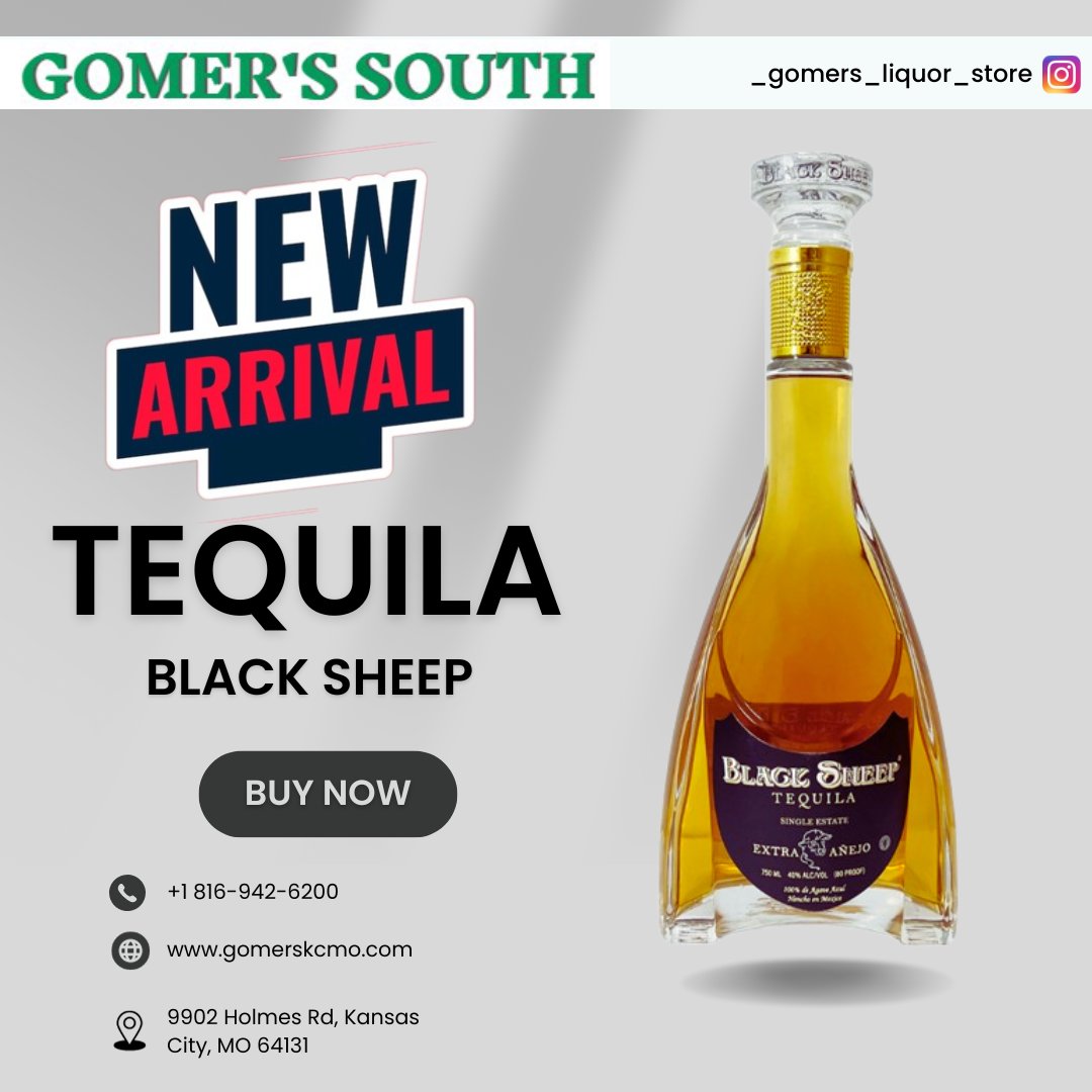 SouthGomer89979's tweet photo. Embark on a journey of exquisite taste with the arrival of Tequila Black Sheep at Gomer's South. We are thrilled to announce the availability of this distinguished tequila, renowned for its exceptional craftsmanship and unique flavor profile. https://t.co/zZESU0vEKM