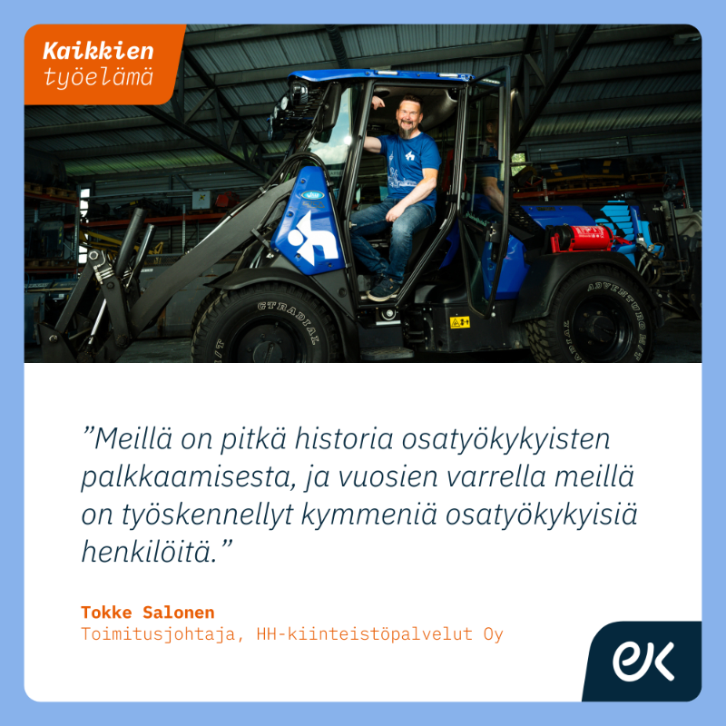 Elinkeinoelama's tweet photo. "Sanoisin jopa, että osatyökykyiset ovat poikkeuksellisen tunnollisia työntekijöitä ja mikä onnistumisen ilo heistä on nähtävissä, kun he huomaavat pärjäävänsä työssään", kertoo ylpeä esihenkilö Katja Saarinen HH-kiinteistöpalvelut Oy:stä.
#kiinteistöpalveluala #KaikkienTyöelämä
