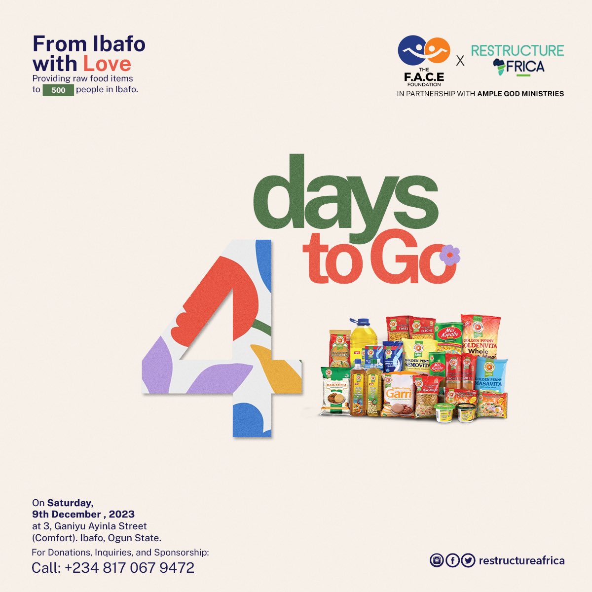 RestructureA's tweet photo. We are 4 days away from the #IbafoWithLoveProject and we are super excited to be part of this life-changing event. 

You can still join the train by being part of our volunteers, the link is in our bio. https://t.co/LrQEFGlHcR