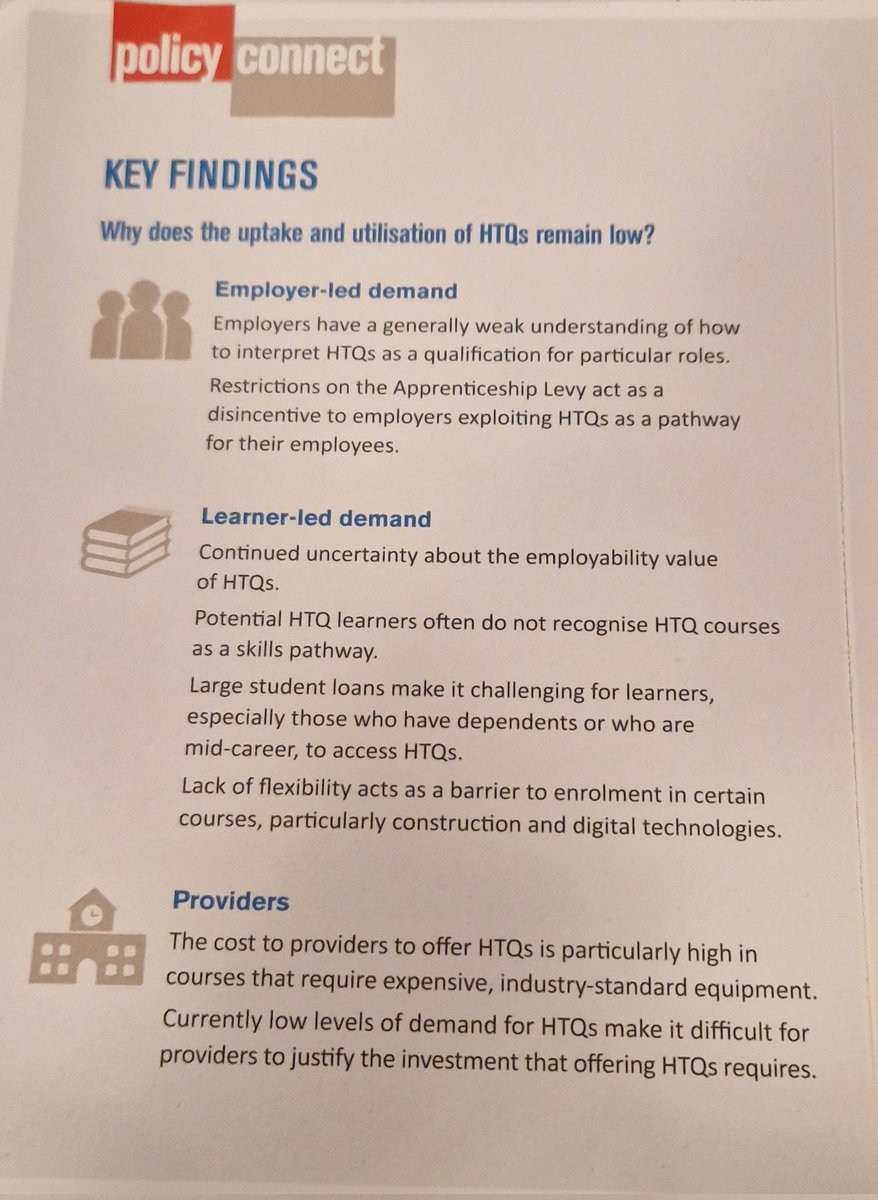 AlixHRobertson's tweet image. Now @RobertAJMcLaren reviews key findings from the report, including uncertainty about the employability value of #HTQs, restrictions on the apprenticeship levy acting as a disincentive to employers, and lack of flexibility as a barrier to enrolment #HigherTechnicalQualifications