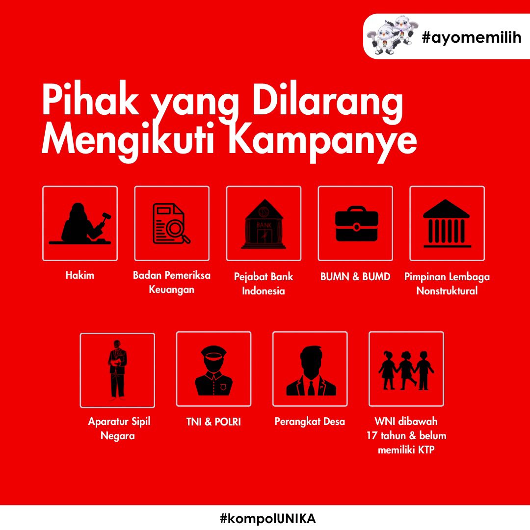 KompolUnika's tweet photo. Larangan - larangan dalam kampanye #kompolUNIKA https://t.co/xDc2AFfHau