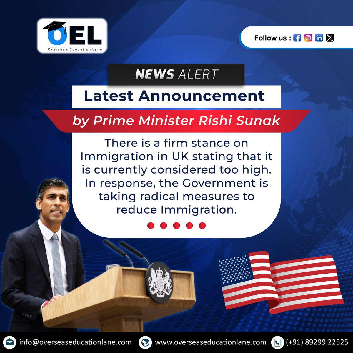 LaneEducation's tweet photo. Britain announces Stricter Visa Measures to reduce Net Migration.
@RishiSunak 
#OverseasEducationLane #RishiSunak #immigrationUK #UKVisa #UKimmigration #UKUpdate #Immigration #UKFuture #ImmigrationReform #UKLeadership #RadicalAction #MigrationUpdate #UKVisa #UKPolicy https://t.co/yH4pBthJYI