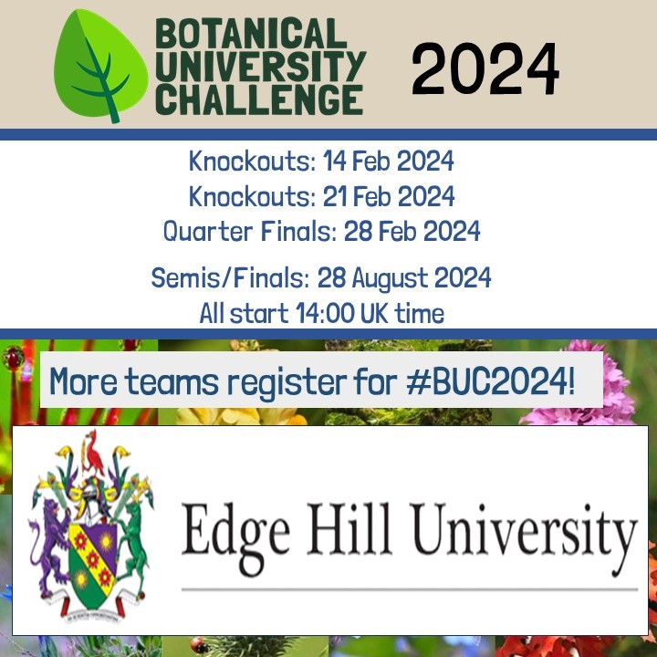 First team from England registered for Botanical University Challenge 2024 #BUC2024. Edge Hill University! Registration deadline 19 January 2024. @BiologyEHU @studentsEHU @batkesp @EHUcareers @Ellen_BESS @aoxbrough @marciopie @JamesOb85 @Bailey_Ecology @NicholasCatahan