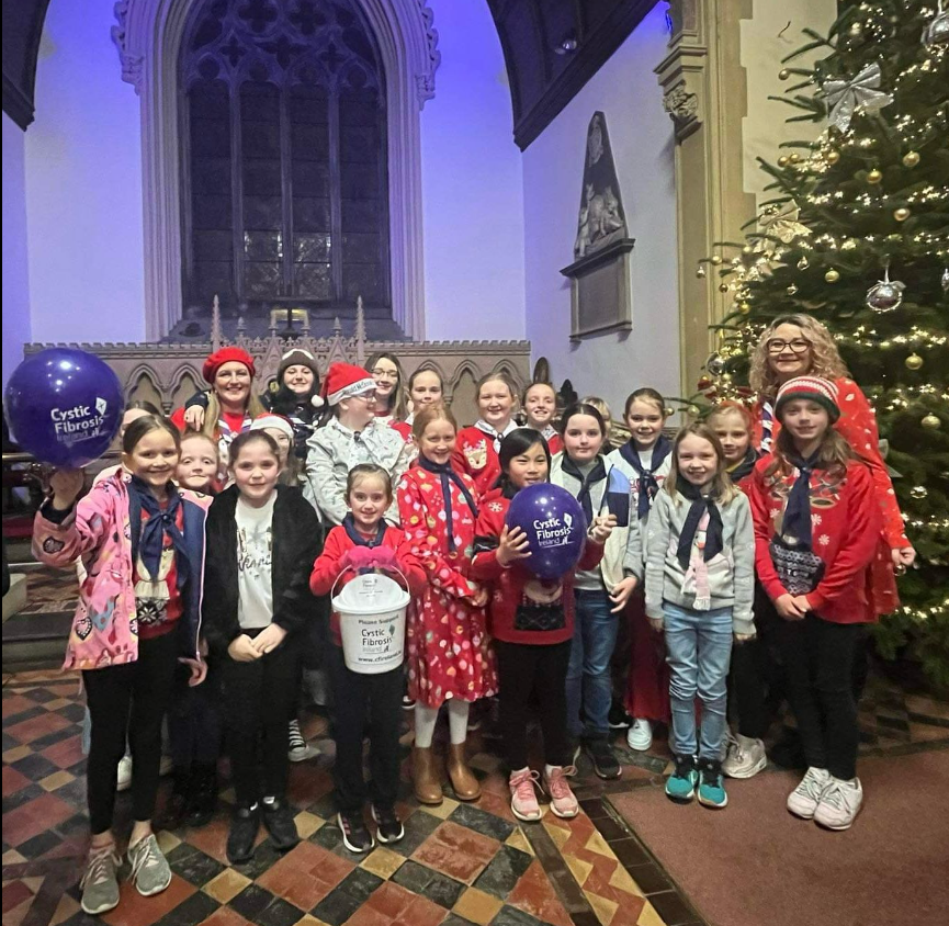 CFRegistryIE's tweet photo. Laura, our Head of Research, is a volunteer leader with the Brownies and Guides in Tullow. On Friday they got on their Christmas jumpers for CF and had a carol service, raising funds for @CF_Ireland #CJD4CF2023 https://t.co/XWNkJkmEil