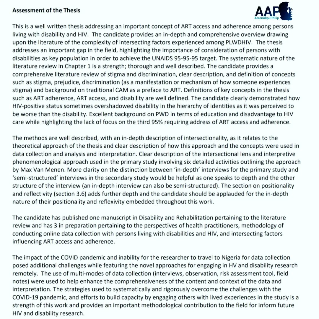 PHD THESIS EXAMINATION COMPLETED 

The day was 31st August, 2023 when I completed my thesis and submitted to <a href="/QUT/">QUT</a>

On submission, my thesis was sent to two independent examiners who are experts in the field of HIV, Disability and Qualitative Research. These examiners are kept