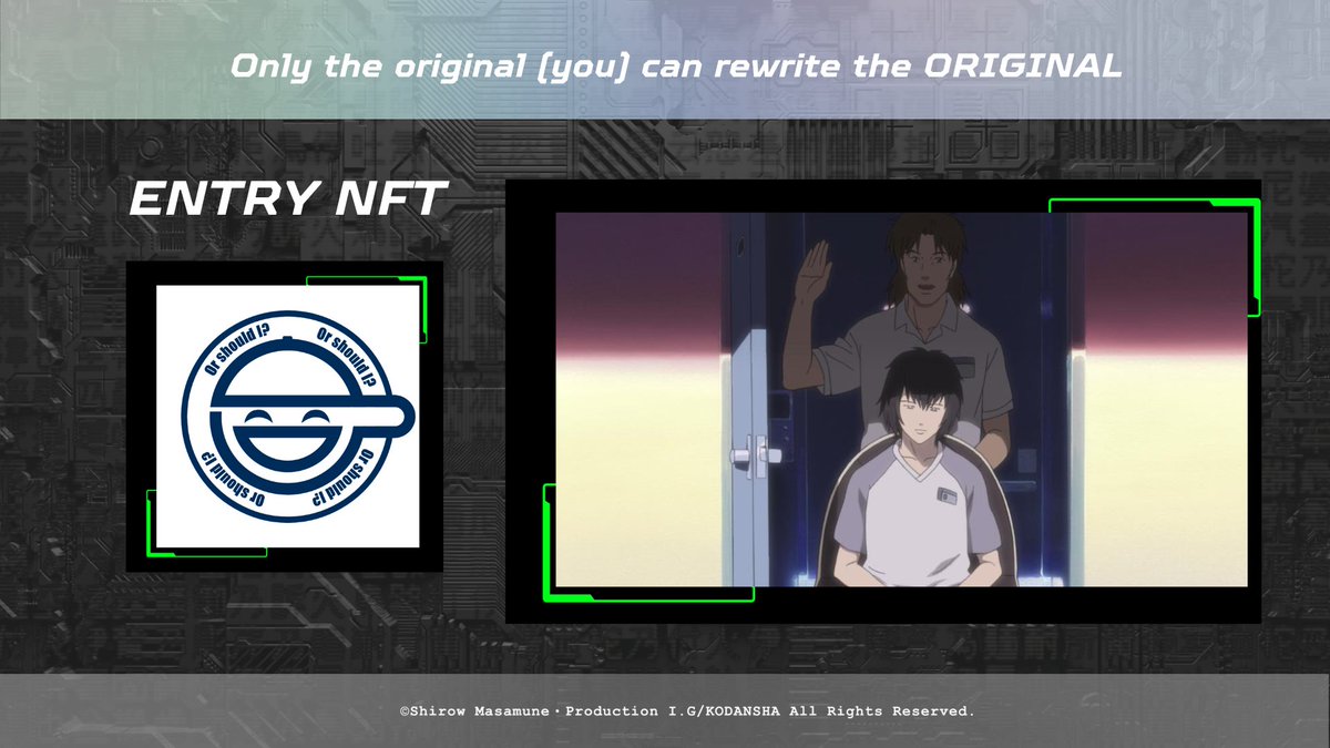 LaughingMan_OG's tweet photo. A line added by Aoi, the original Laughing Man, "or should I".
A design engraved with the characters.
NFT is a full on-chain specification where data is written directly to the blockchain. https://t.co/zYzm6yIFAt