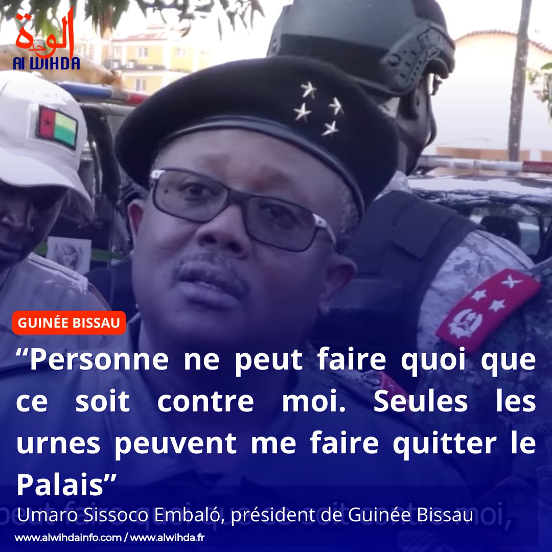 alwihdainfo's tweet photo. Général Umaro Sissoco : “Personne ne peut faire quoi que ce soit contre moi. Seules les urnes peuvent me faire quitter le Palais” #GuinéeBissau https://t.co/VvMS9JT99T