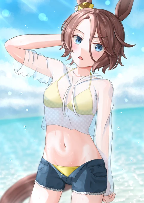 #ウマ娘 #くそ寒いので水着絵を貼る