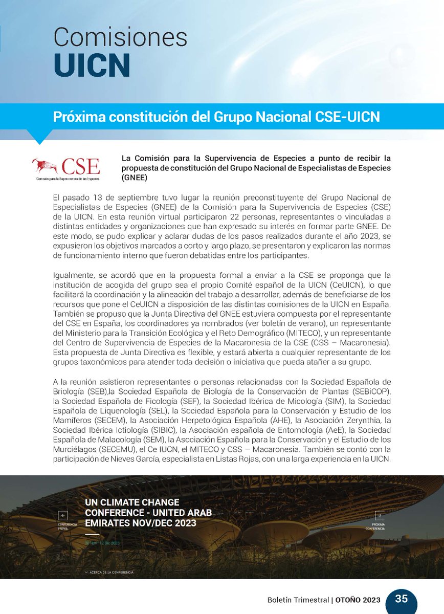 asocZERYNTHIA's tweet photo. El boletín 51 de @CeUICN recoge la constitución del Grupo Nacional de Especialistas en Especies (GNEE) de la @IUCN @IUCNsscen el que ZERYNTHIA velará por los lepidópteros en España. Confiamos en que este sea un gran avance en la conservación de nuestras especies más amenazadas! https://t.co/p74i7ntGMs