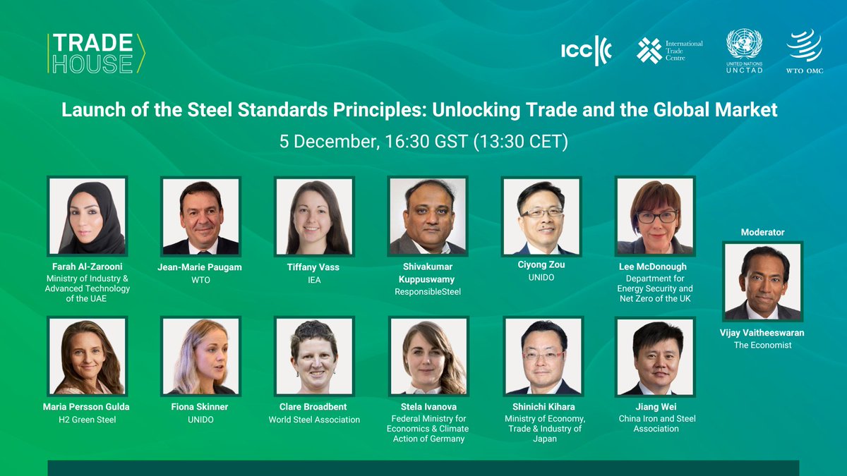 Happening soon: How to accelerate steel decarbonization? Learn about the Steel Standards Principles from key thought leaders at the #COP28TradeHouse. Livestream: bit.ly/46DFnyY