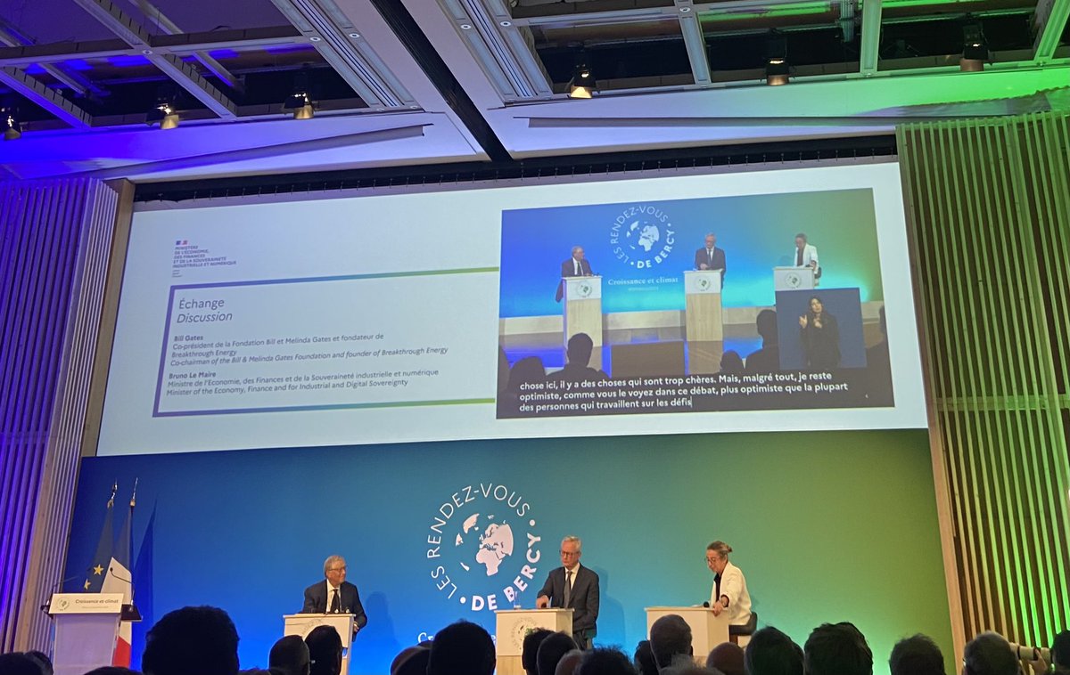 CatherineLehenF's tweet photo. Ouverture des rendez vous de Bercy »croissance et climat » par @BrunoLeMaire et @BillGates  et ravie de représenter @f_inge https://t.co/8LTL6DaLpT