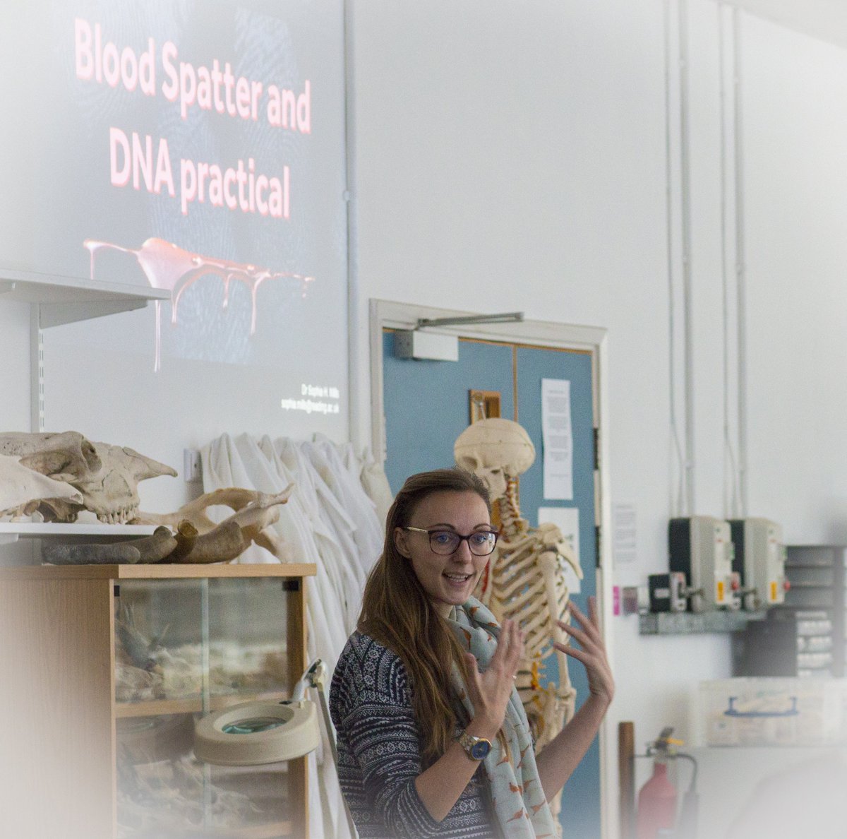 sh_mills's tweet photo. Teaching action shot taken during my AR2F17 Forensic Archaeology and Crime Scene Analysis - Blood Spatter and DNA workshop @UniRdg_Arch https://t.co/fnQjN9eFBT