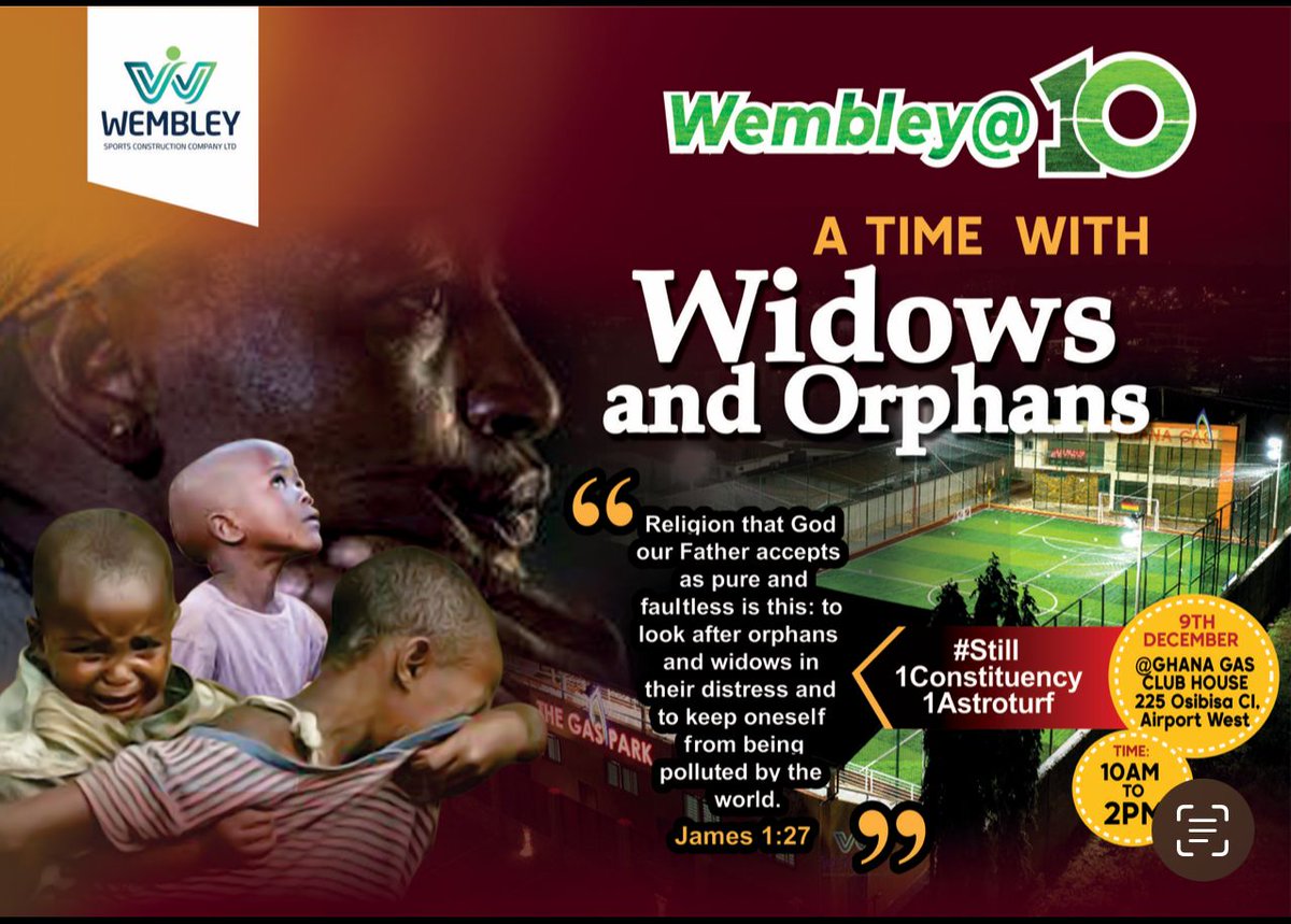 Wembley @10! Make a date with us at the Gas park (Ghana Gas Company Clubhouse) where we shall spend time with widows and orphans in our society. In attendance would be @asamoah_gyan3 , @stephenappiahofficial @rabbiodameansa & @drlawrencetetteh #1costituency1astroturf #ghana