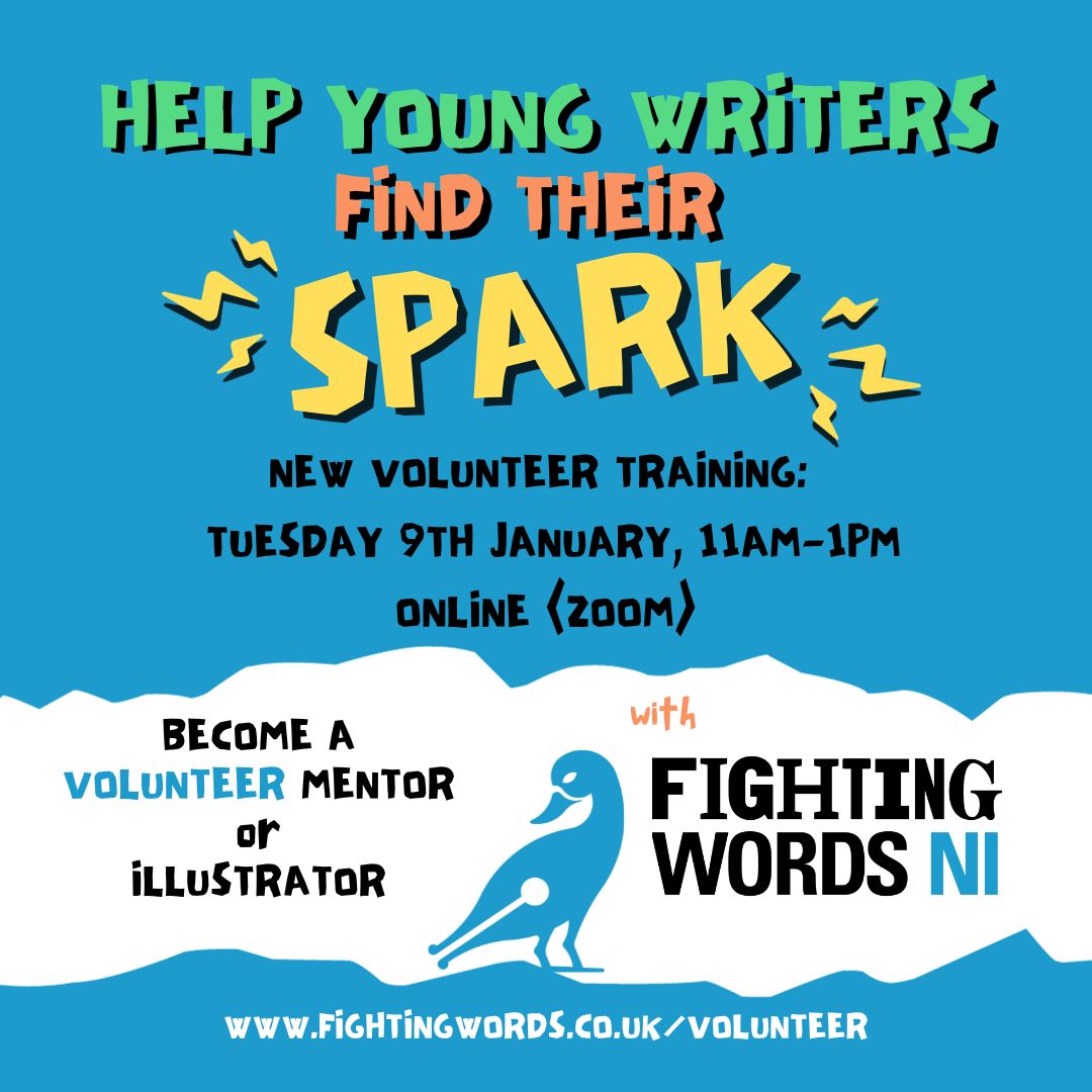 fightingwordsni's tweet image. Are you based in the Coleraine area?
We have a new volunteer training opportunity on Tuesday the 9th of January, from 11am-1pm on Zoom.
To learn more/ sign up visit our website fightingwords.co.uk/volunteer
Story Seeds is generously supported by @creativeirl 
#storyseeds
#writetoright