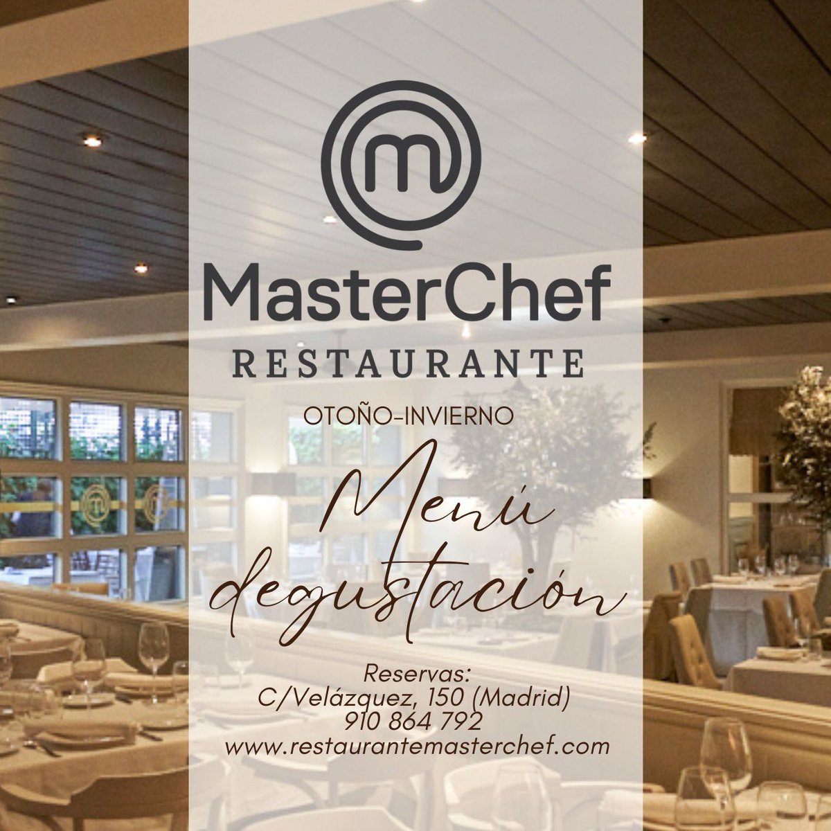 RestMasterChef's tweet image. ¡Descubre nuestro menú degustación otoño-invierno! 😋 
🎄Ven a vivir la experiencia @MasterChef_es estas Navidades 

Dentro hilo ⬇️

📍C/Velázquez, 150 (Madrid) 
☎️910 864 792 
🌐restaurantemasterchef.com/reservas