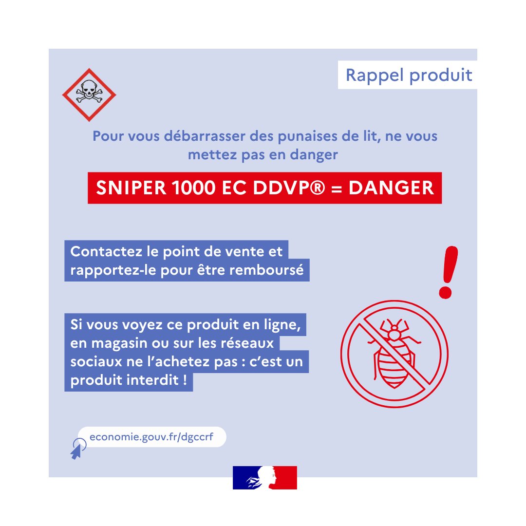dgccrf's tweet image. ⚠️ À la suite d’intoxications les autorités sanitaires alertent sur les dangers que peut représenter l’utilisation de produits insecticides interdits en France notamment pour lutter contre les punaises de lit
@Anses_fr 
👉bit.ly/484NPZo
