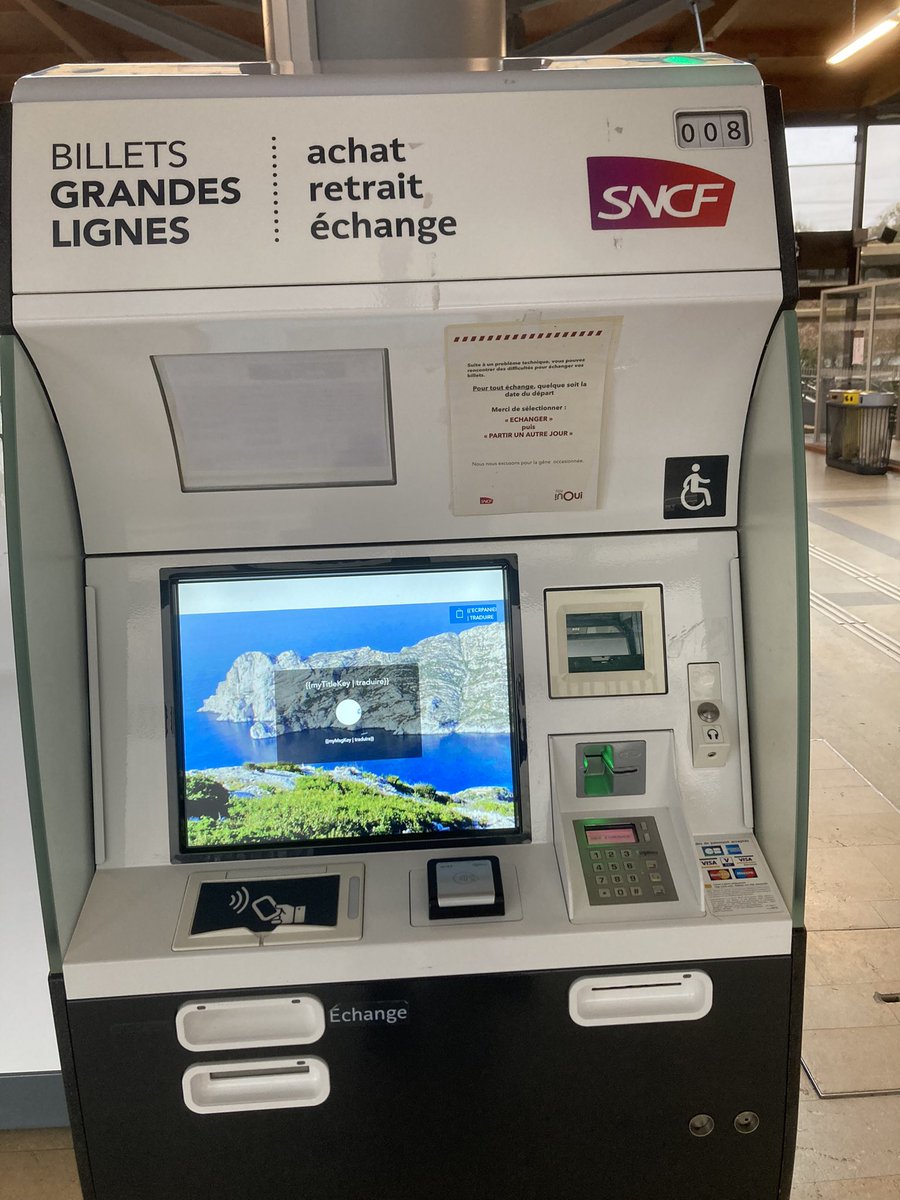mat_r77's tweet photo. @TGVINOUI @SNCFVoyageurs bonjour,
Impossible de modifier un billet de train en gare de Le Creusot Montchanin Montceau les Mines:
pas d'agent et les 2 bornes sont dans les choux.
Les deux bornes ont redémarrées une première fois et replantées suite nouv. demande
On fait comment ? https://t.co/n4M3xgbLKT