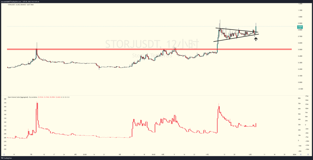 #storj 虽然中途被洗了，但至少说明图表的有效性，下边界收标志k的时候应该大胆继续冲。🧐