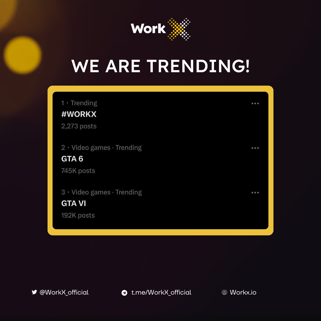 echooagent's tweet photo. 🔥 #WORKX is trending on Twitter today!  📷 

We can't wait for the future of what's to come with Work X! Head over to our pinned post now for all of our exchange listings! 📷📌

Lets $WORK! https://t.co/HhzApilD0O