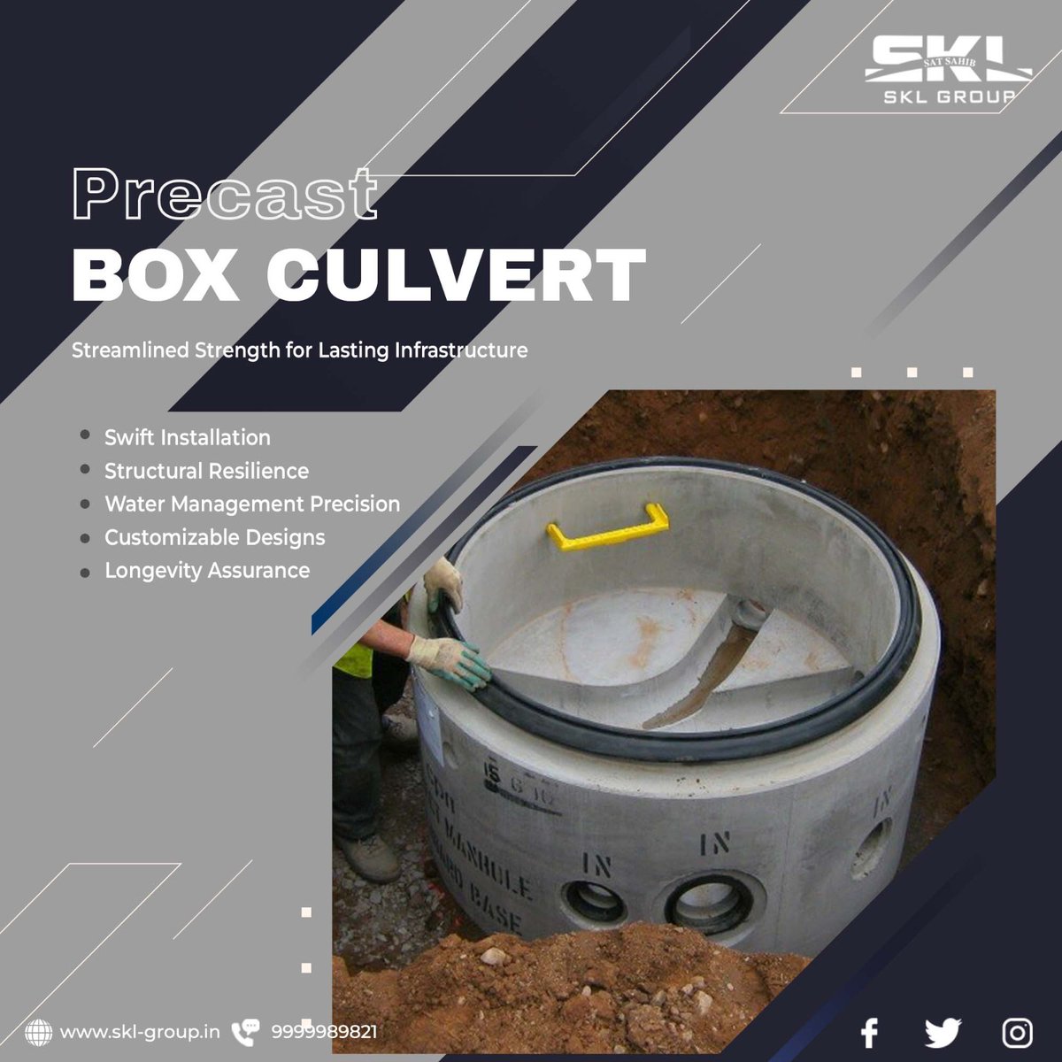 sklbuild's tweet photo. "Longevity Assurance with our Precast Box Culvert"
SKL BUILD INDIA PVT. LTD.
Contact - +91-9999989821
Website - https://t.co/OjyxQDnE11
.
.
.
.
#precast #precastconcrete #precastconstruction #precastpanels #precastfactory #indianconstruction #construction #constructionlife #SKL https://t.co/kSzrASksH1