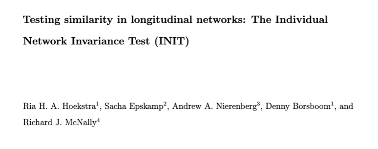 Thanks to the work of Ria Hoekstra and the gang, you can now formally compare n=1 idiographic network models with each other, using measurement invariance testing well understood from SEM. 

Accepted in Psych Methods. 

osf.io/preprints/psya…