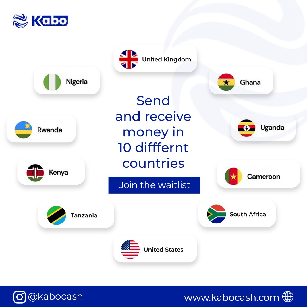 kabocashapp's tweet image. Sending money across borders is Easy with KaboCash. Send money to Nigeria, Cameroon, Ghana, Kenya, Tanzania, South Africa, Rwanda, Uganda, United States and United Kingdom.
Click the link in bio to join the waitlist  🌐🚀 #KaboCash #SimpleTransactions #kabocashtechnologies