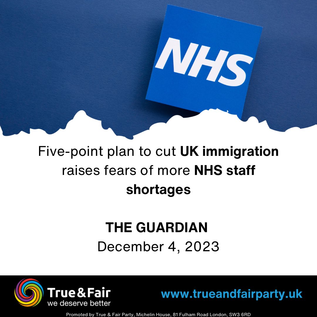 As if the #NHS staff shortages weren’t already bad enough, the government now wants to make it even worse with their ideologically obsessed #immigration plans. At the TrueAndFairParty.uk, we believe in an immigration plan that is based on reality, #economic well being, and…