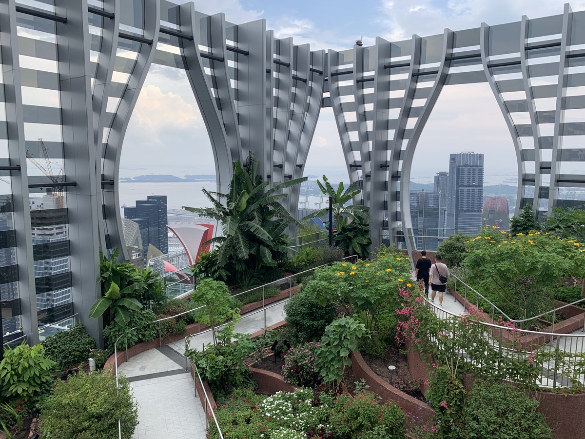 erichwolff's tweet photo. This is #CapitaSpring, one of the tallest green buildins in Singapore. It houses a massive herb and food garden on the rooftop and a green promenade that spans through 4 floors in the middle of the building (floors 17-21). https://t.co/H9seZinZYl