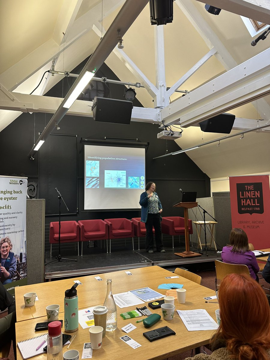 MEecoprof's tweet photo. @SarahHelyar talking about how molecular based techniques can support the implementation of #NatureBasedSolutions at “A networked approach to shared marine space in the Irish and Celtic Sea” meeting in Belfast @UlsterWildlife @BangorUni @UCC https://t.co/gKi2xPI1JM