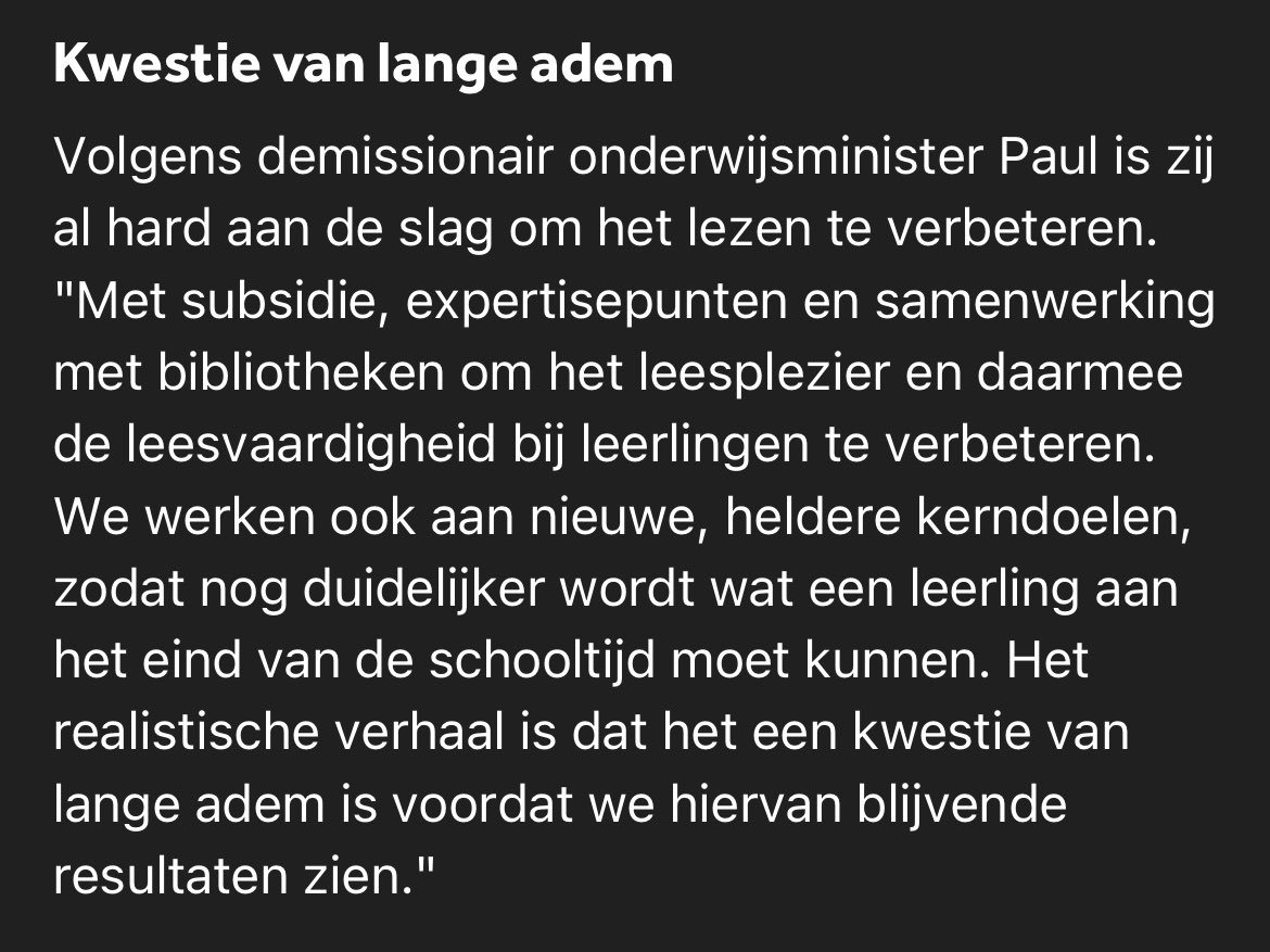 Pisa 2022. Schrikbarend. Een demissionair onderwijsminister die reageert met onderstaande holle frasen. Flitsende kerndoelen gaan niet over hoe je die bereikt. Verder is het allemaal lucht. We weten echt zo ontzettend veel over wat wel niet effectief onderwijs is.
