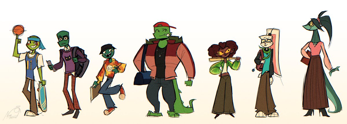 NineTheOwl's tweet photo. The mad dogs + Yuchi &amp; Mona Lisa✨
I randomly colored their outfits actually lol

#rottmmt #RiseOfTheTMNT #TMNT #rottmntau #SaveRiseoftheTMNT #UnpauseROTTMNT #90s #2000s https://t.co/IkFriFpg3Z