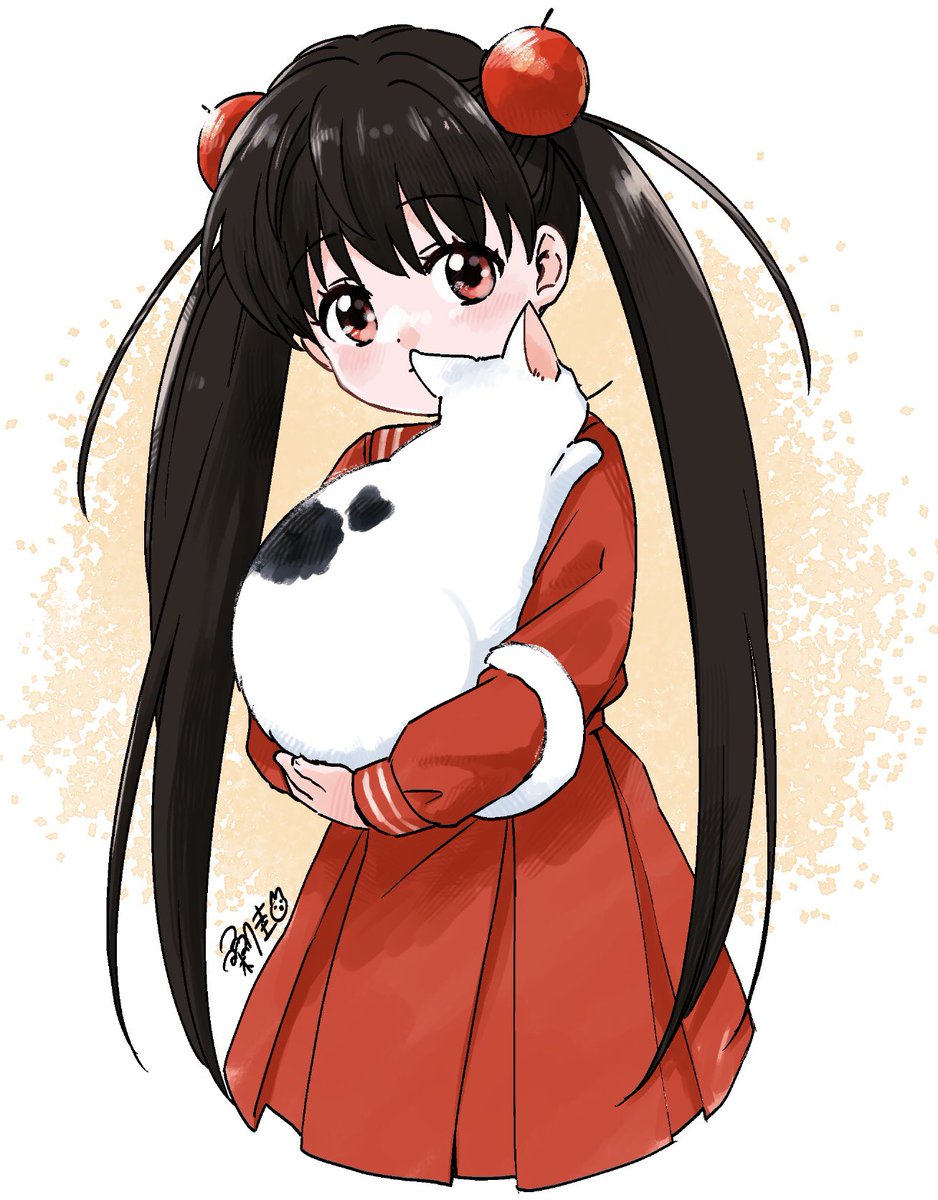 1girl twintails cat long hair hair ornament skirt black hair  illustration images