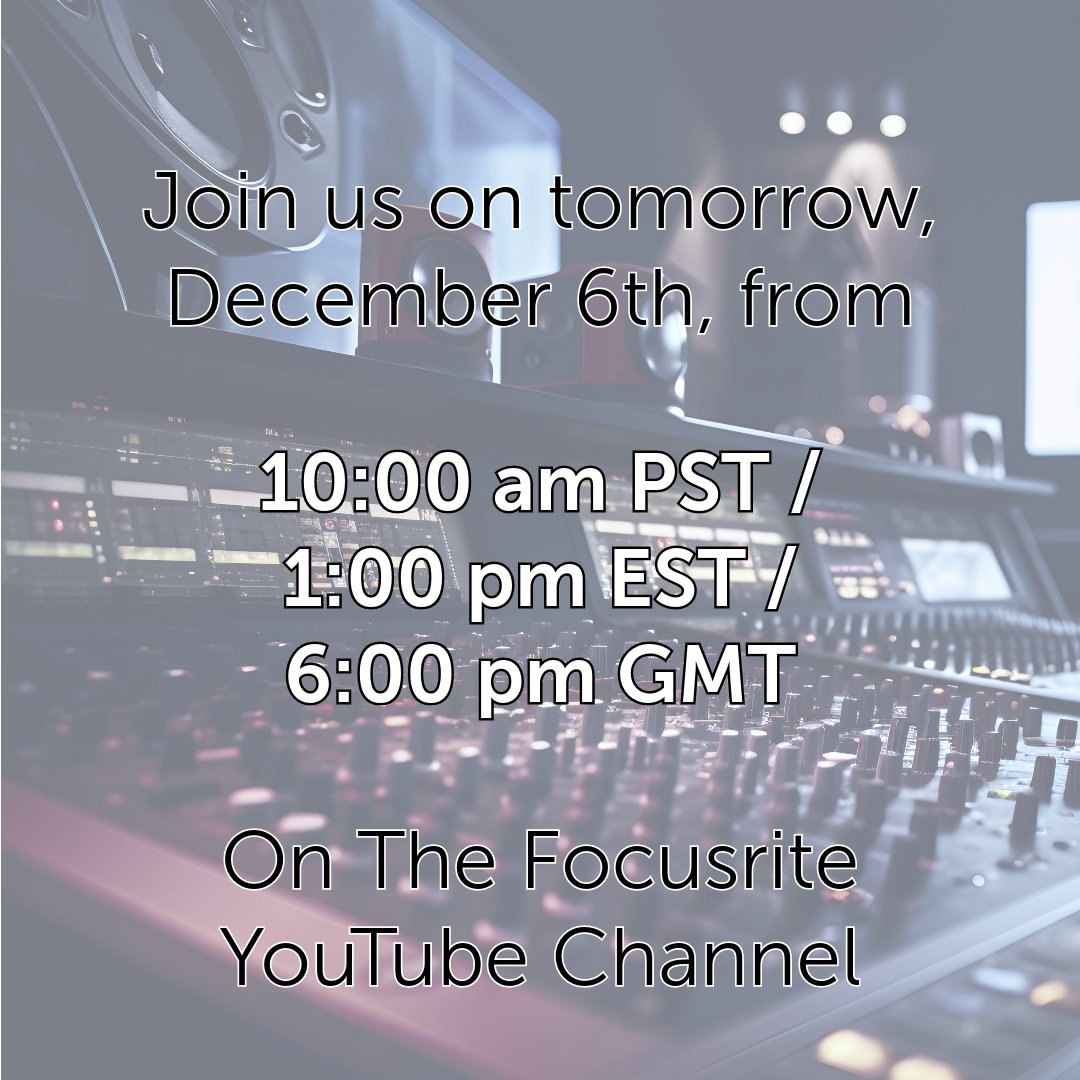 sonnoxplugins's tweet image. 📢 Calling all aspiring audio engineers 📢

Join our free webinar tomorrow to hear a renowned  panel of experts discuss all things mastering as a career, and essential tools for mastering.

Sign up here: 

focusrite.com/articles/caree…

#mastering #masteringtips #masteringengineer