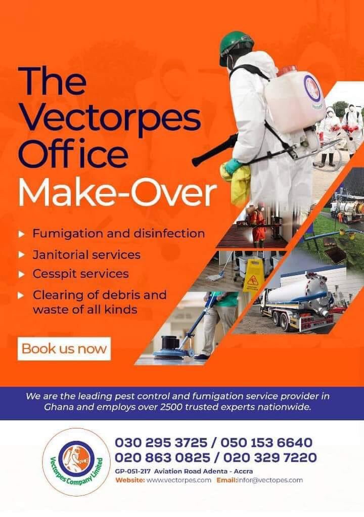KwameJudah's tweet photo. Ensure Health &amp; Safety: Disinfection eliminates harmful pathogens, reducing the risk of infections and creating a safe space for everyone.
Call @vectorpesgh for the services below. 
#HealthSafetyFirst #CleanSpaces #Vectorpes https://t.co/91PBrq9SVC