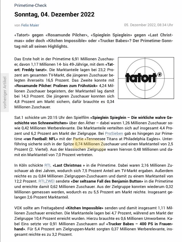 Lippo_kratis's tweet photo. Woche 13 von #rtlnfl oder besser #nitronfl 👨🌾 lockte 620k vor den TV
In 2022 waren es 740k
(In 2021 auf dem kleinen P7Maxx waren es 690k) https://t.co/jz9ryV9xqW