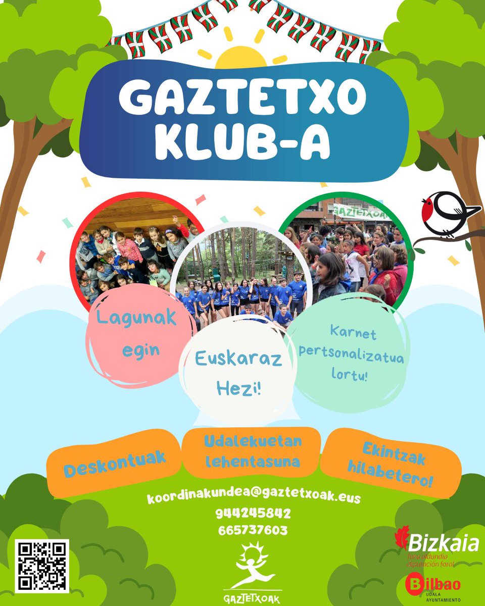 🤩 𝑮𝒂𝒛𝒕𝒆𝒕𝒙𝒐 𝑲𝒍𝒖𝒃𝒂 martxan!

ℹ️ Ekintzen inguruko informazioa, aurretiazko izen-emoteak, deskontuak…

✍🏽 Emon izena eta gozatu abantaila hauetaz: gaztetxoak.eus/gaztetxo-kluba

#Gaztetxoak #Koordinakundea #Aisialdia #Euskara #Bizkaia #Bilbo #GaztetxoKluba