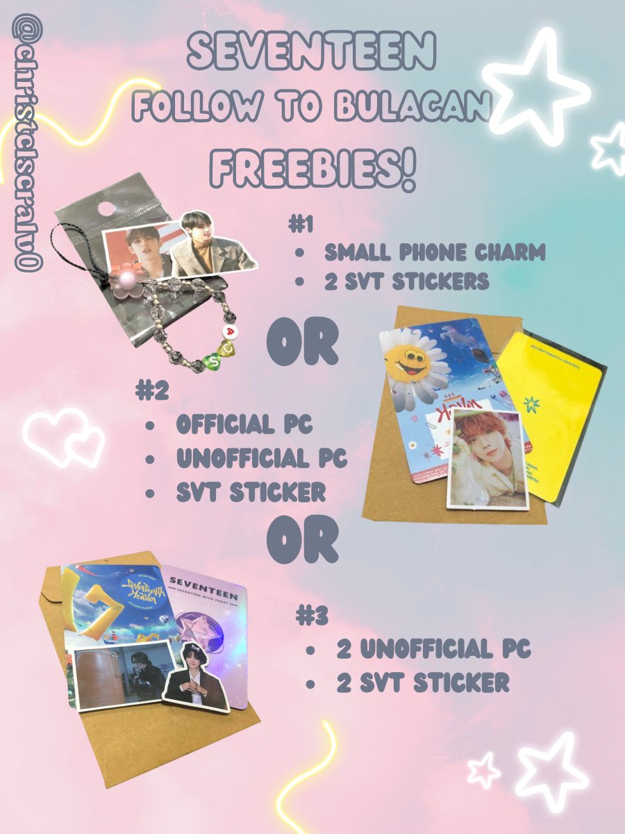 christelseralv0's tweet photo. COMPLETE NA HEHE 😍

SVT Follow Tour in Bulacan Freebies 💎

I will be giving these randomly on both days (Jan 13&amp;14)

Like &amp; RT to spread. 🩵🩵

#follow_to_bulacan #SEVENTEEN https://t.co/DBTjMR1u9n