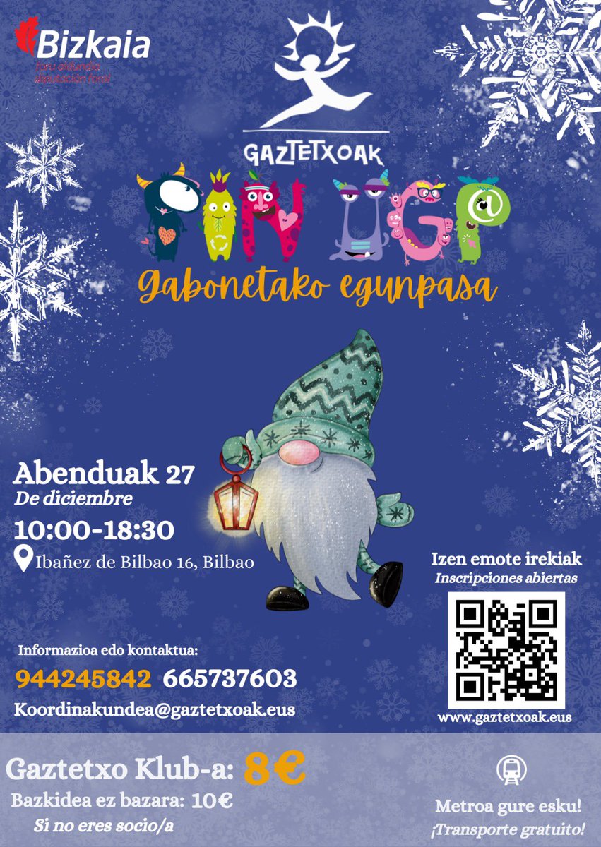 🎒 𝐔𝐆𝐏-𝐏𝐈𝐍era irteera!

📅 Abenduaren 27an egun-pasa!

✍🏽 Emon izena: gaztetxoak.eus/ugp-pin-2023

#Gaztetxoak #Koordinakundea #Aisialdia #Euskara #Bizkaia #Bilbo #GaztetxoKluba #UGP #PIN