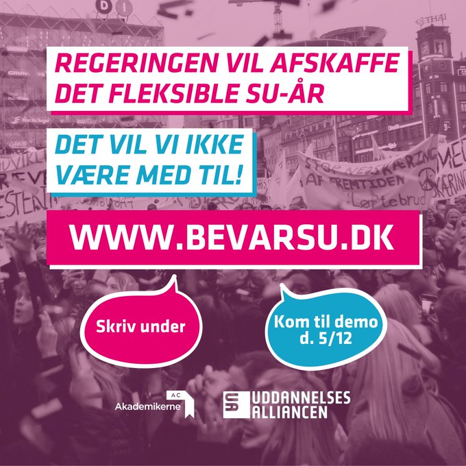 To læger til #bevarSU demonstration, fordi regeringens forslag om at fjerne fleksibelt SU-år vil ramme socialt skævt, øge pres på de unge og risiko for frafald i stedet for studieskift. @LisbethLintz , @SWammen @laegeforeningen @ACakademikerne @YngreLaeger #uddpol