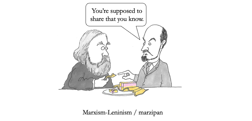 CaptQwerty's tweet photo. #strangeneighbours No.261. #marzismleninism #marzipan Apparently, Fidel Castro was partial to Eccles cakes. #humour #cartoon #cake #battenberg #marx #lenin #communism #russians #SharingIsCaring #castro #dictators #eccles https://t.co/xX5KvYsDbq