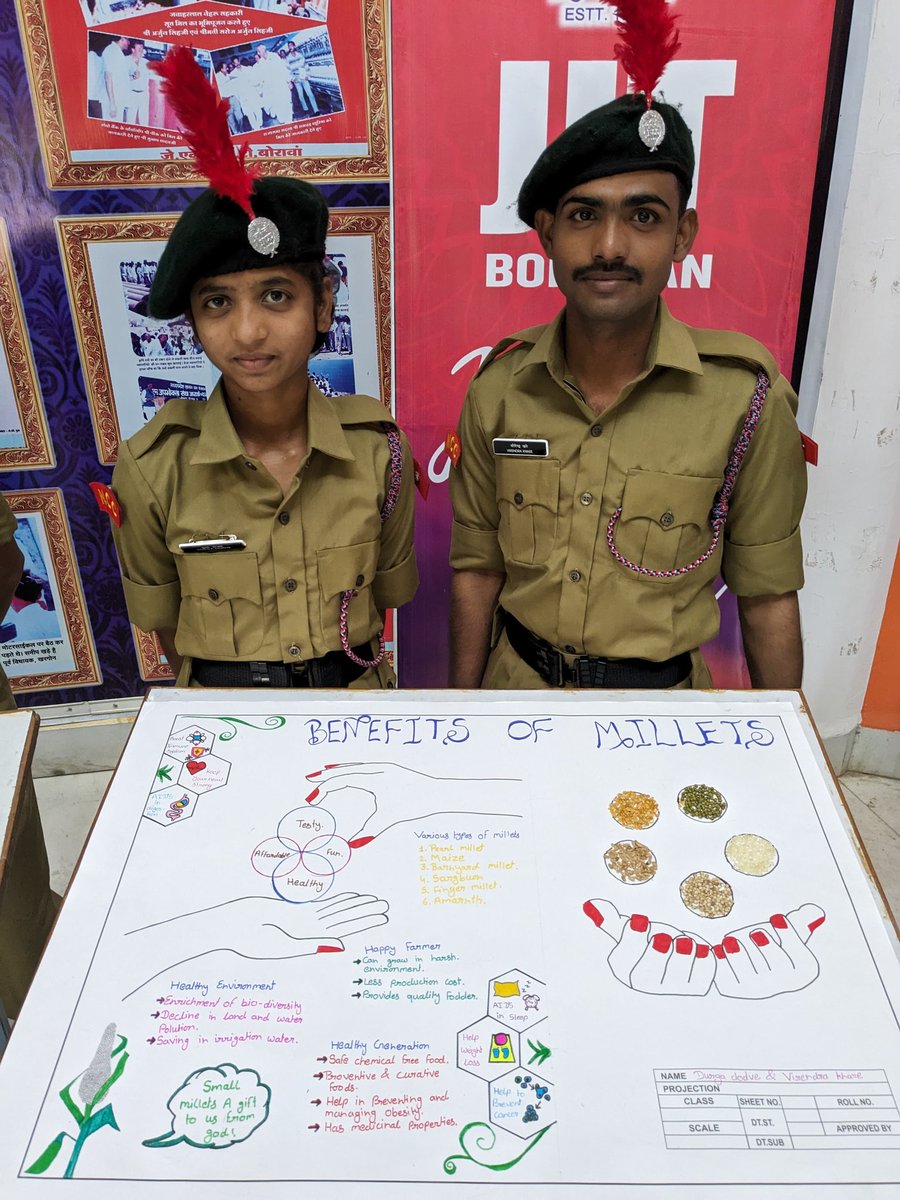 36Cadets's tweet photo. The International Year of Millets -2023 was observed by JIT Borawan, MG HSS , Harda and Jasondi school by conducting events of poster making and awareness rally https://t.co/LVXrCsx0Sk