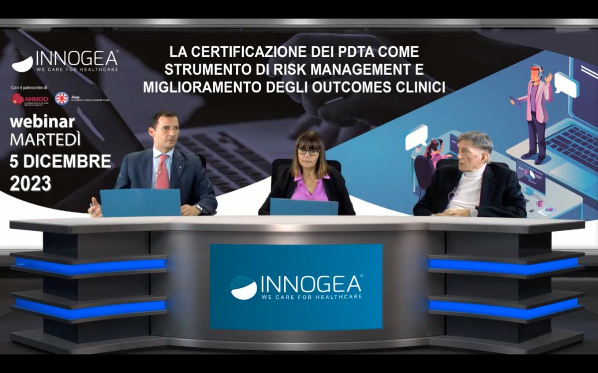innogea's tweet photo. 💻 Si è da poco concluso il #webinar "La certificazione dei PDTA come strumento di risk management e miglioramento degli outcomes clinici". 

Ringraziamo i relatori e i professionisti delle #struttureospedaliere che hanno preso parte con grande interesse alla nostra iniziativa. https://t.co/ryWF1H1VPl