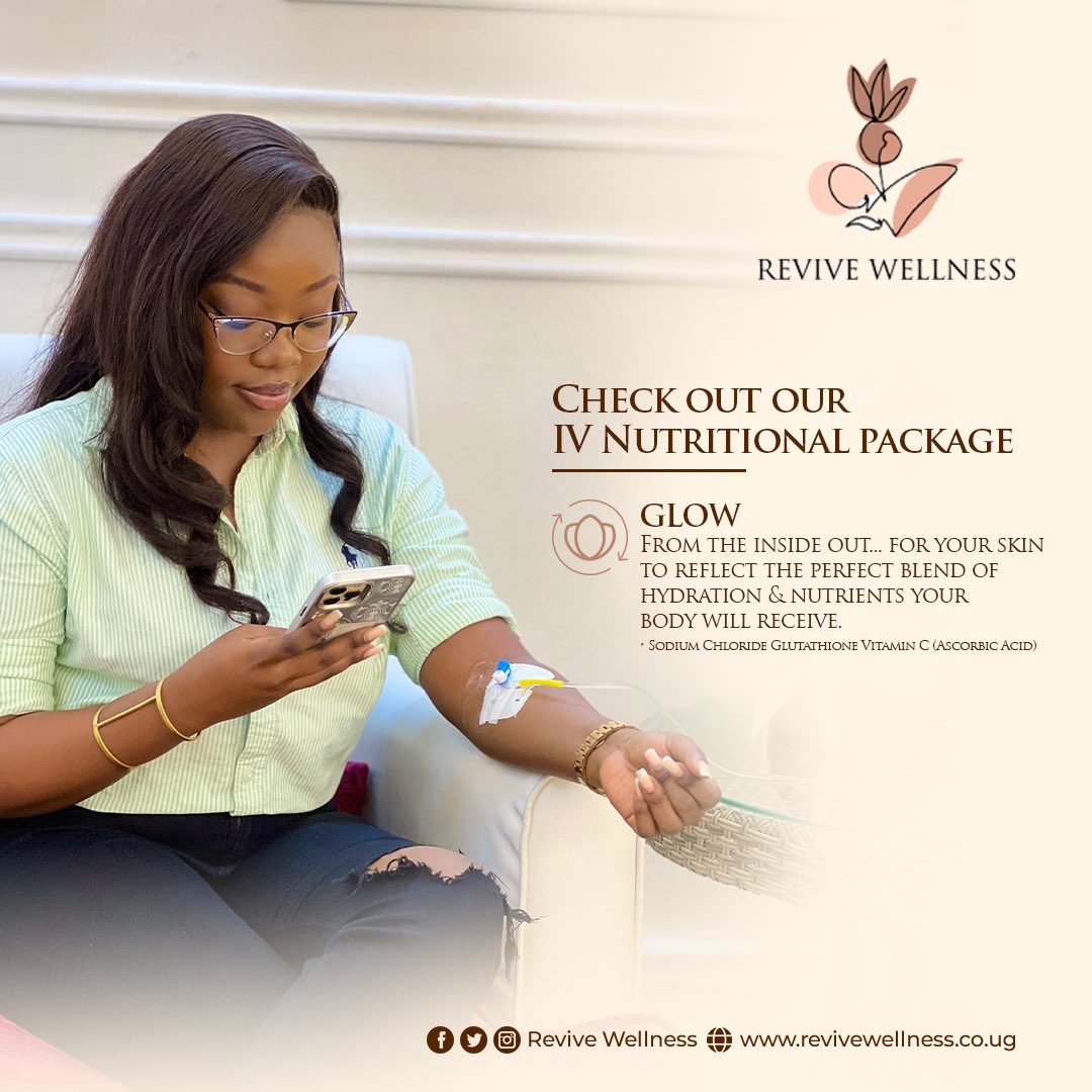 Revive_Ug's tweet photo. Our GLOW IV Nutrition Package works from the inside out for your skin to reflect the perfect blend of hydration and nutrients your body will receiveππΎ
#ReviveWellness https://t.co/ofbgMh82pj