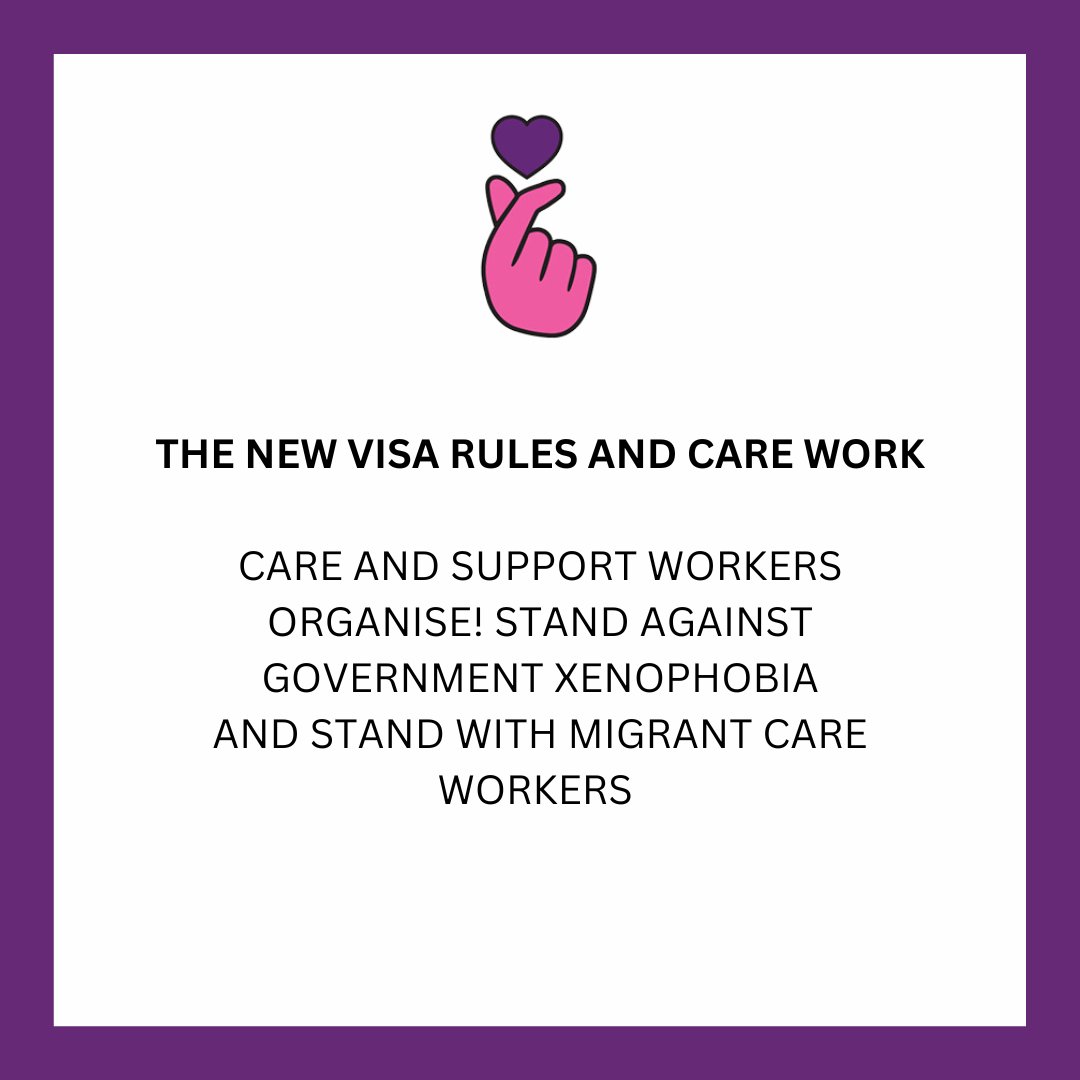 We as care workers delivering vital services throughout the country deplore the Government’s announcements yesterday. 

CaSWO! stands against government xenophobia and stands with migrant care workers. 

💜See full statement here👉 rb.gy/qo8x29💜