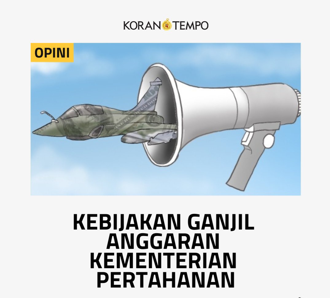 Keputusan pemerintah menaikkan anggaran pertahanan 2024 sangat janggal.

Apalagi pada tahun politik itu, Menteri Pertahanan Prabowo Subianto ikut bertarung dalam pemilihan presiden.

#KoranTempo #Editorial